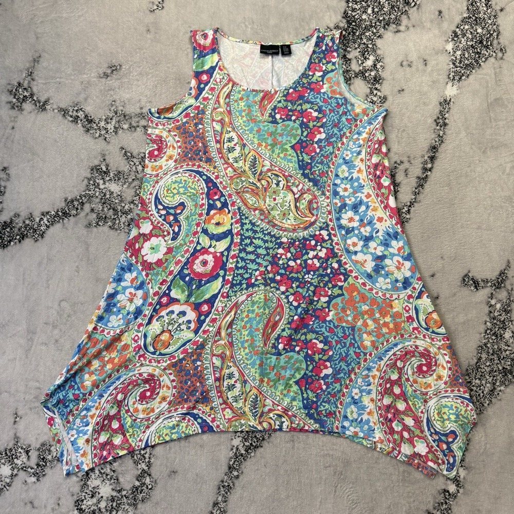 Anthropologie Cynthia Rowley Dress Womens Sz 2X‎ Multicolor Paisley Asymmetrical